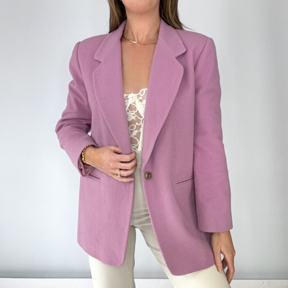 90s Essential Mauve Wool Peacoat